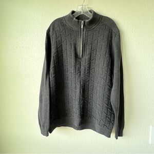 Tommy Bahama Men’s XL Quarter Zip Sweater Gray Textured Knit Golf Pullover